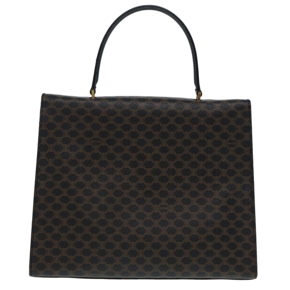 CELINE Macadam Canvas Hand Bag PVC Leather 2way Brown Black Auth 87641A - Picture 3 of 16